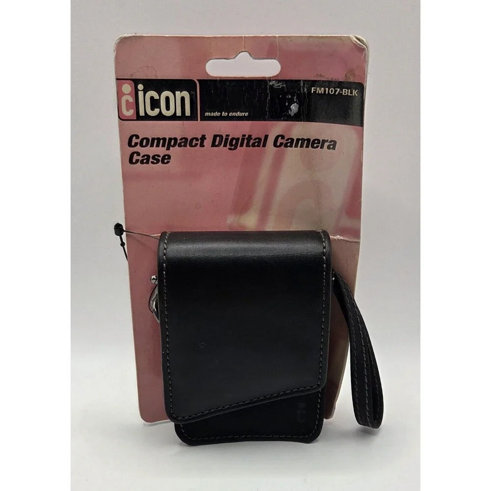 VTG 2006 Icon FM107 Compact Digital Camera Case Faux Leather Black NIB NOS